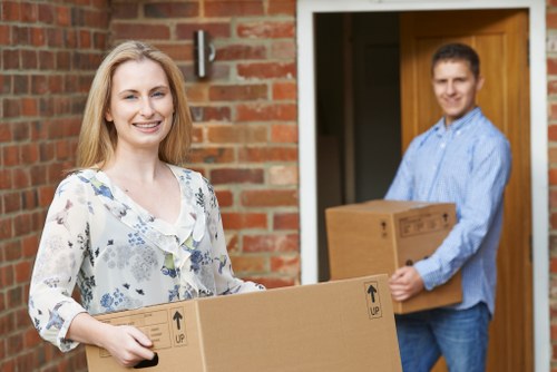 Helper carrying boxes for a flat move in Ealing